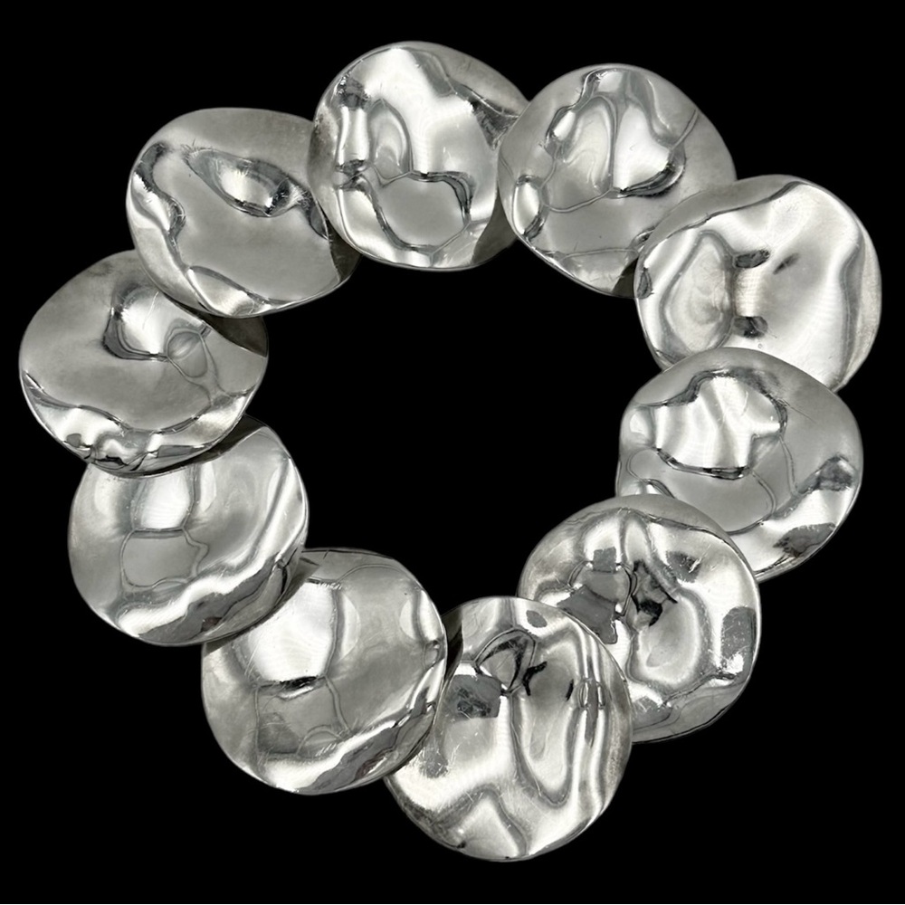 Joseph Esposito Sterling Silver 925 Wide Disc Link Bracelet Magnetic Clasp